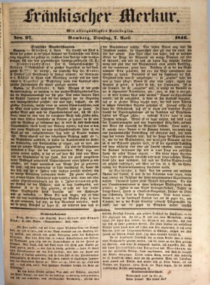 Fränkischer Merkur (Bamberger Zeitung) Dienstag 7. April 1846