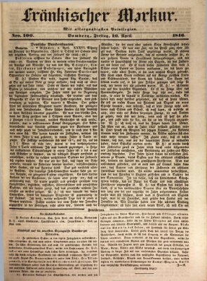 Fränkischer Merkur (Bamberger Zeitung) Freitag 10. April 1846