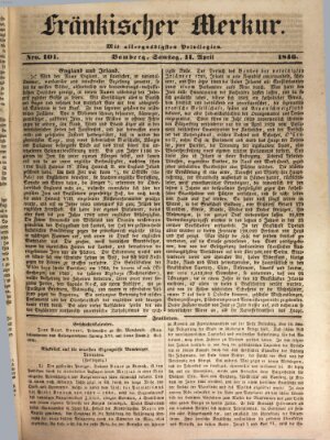 Fränkischer Merkur (Bamberger Zeitung) Samstag 11. April 1846
