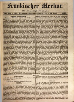 Fränkischer Merkur (Bamberger Zeitung) Sonntag 12. April 1846