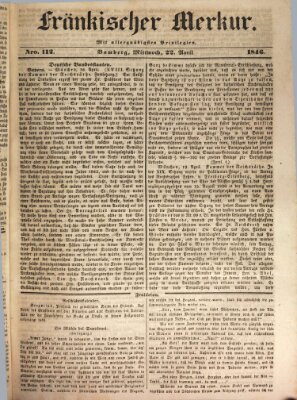 Fränkischer Merkur (Bamberger Zeitung) Mittwoch 22. April 1846