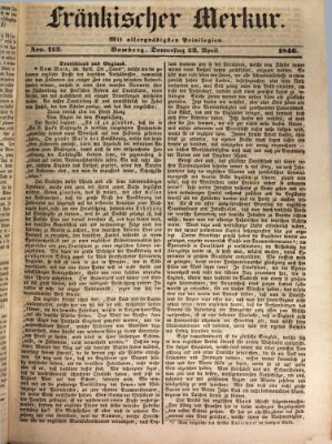 Fränkischer Merkur (Bamberger Zeitung) Donnerstag 23. April 1846