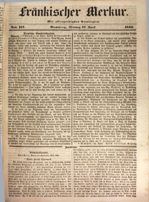 Fränkischer Merkur (Bamberger Zeitung) Montag 27. April 1846