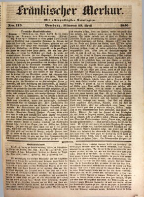 Fränkischer Merkur (Bamberger Zeitung) Mittwoch 29. April 1846