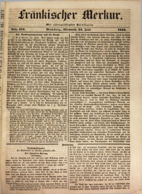 Fränkischer Merkur (Bamberger Zeitung) Mittwoch 24. Juni 1846