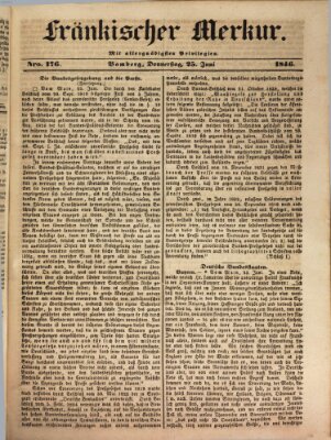 Fränkischer Merkur (Bamberger Zeitung) Donnerstag 25. Juni 1846