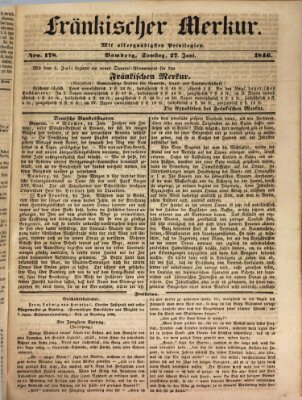 Fränkischer Merkur (Bamberger Zeitung) Samstag 27. Juni 1846