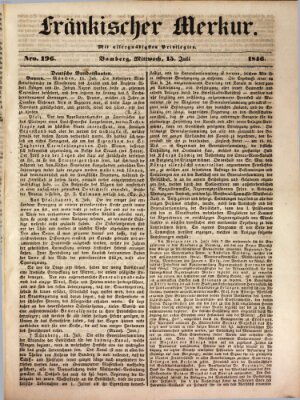 Fränkischer Merkur (Bamberger Zeitung) Mittwoch 15. Juli 1846