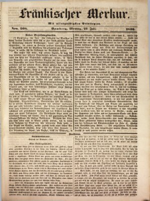 Fränkischer Merkur (Bamberger Zeitung) Montag 27. Juli 1846