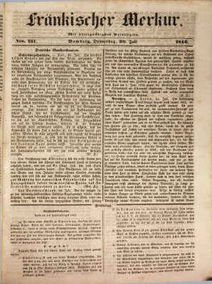 Fränkischer Merkur (Bamberger Zeitung) Donnerstag 30. Juli 1846