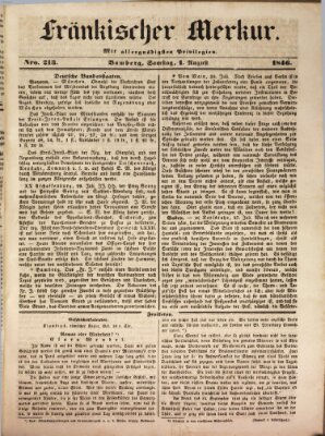 Fränkischer Merkur (Bamberger Zeitung) Samstag 1. August 1846