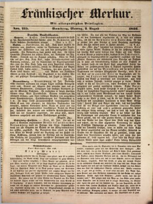 Fränkischer Merkur (Bamberger Zeitung) Montag 3. August 1846