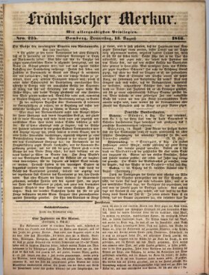 Fränkischer Merkur (Bamberger Zeitung) Donnerstag 13. August 1846