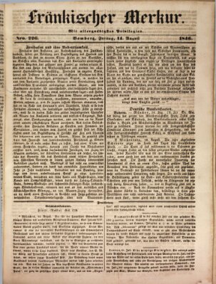 Fränkischer Merkur (Bamberger Zeitung) Freitag 14. August 1846