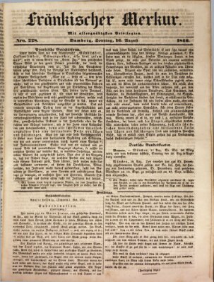 Fränkischer Merkur (Bamberger Zeitung) Sonntag 16. August 1846