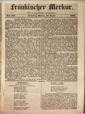 Fränkischer Merkur (Bamberger Zeitung) Montag 24. August 1846