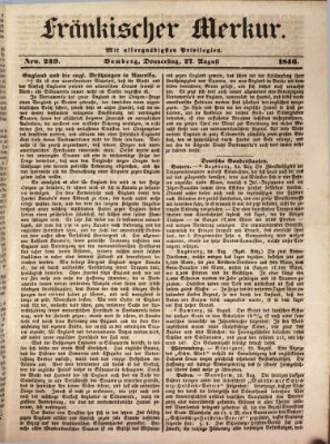 Fränkischer Merkur (Bamberger Zeitung) Donnerstag 27. August 1846