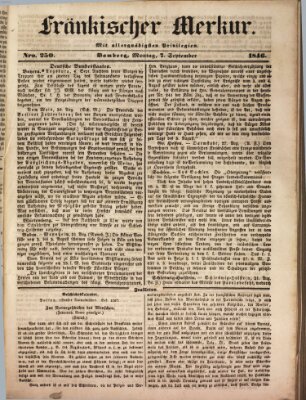 Fränkischer Merkur (Bamberger Zeitung) Montag 7. September 1846