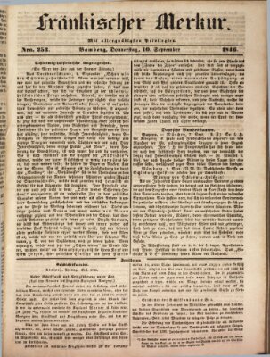 Fränkischer Merkur (Bamberger Zeitung) Donnerstag 10. September 1846