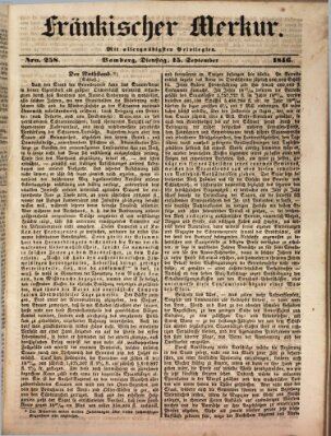 Fränkischer Merkur (Bamberger Zeitung) Dienstag 15. September 1846