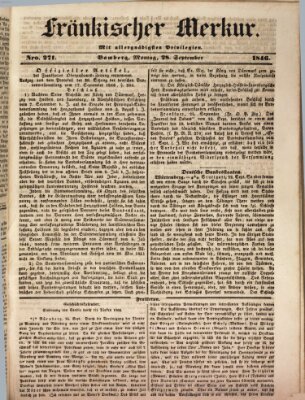 Fränkischer Merkur (Bamberger Zeitung) Montag 28. September 1846