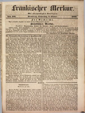 Fränkischer Merkur (Bamberger Zeitung) Donnerstag 8. Oktober 1846