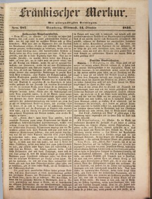 Fränkischer Merkur (Bamberger Zeitung) Mittwoch 14. Oktober 1846