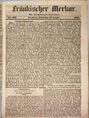 Fränkischer Merkur (Bamberger Zeitung) Donnerstag 22. Oktober 1846