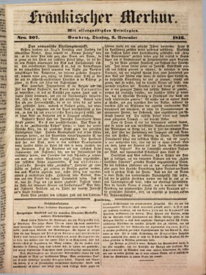 Fränkischer Merkur (Bamberger Zeitung) Dienstag 3. November 1846