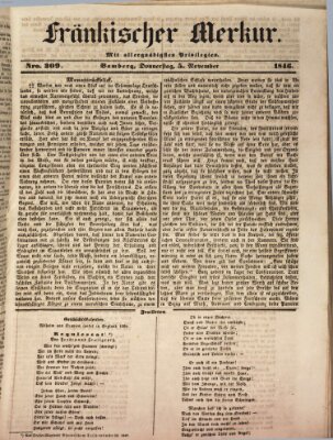 Fränkischer Merkur (Bamberger Zeitung) Donnerstag 5. November 1846