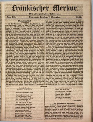 Fränkischer Merkur (Bamberger Zeitung) Samstag 7. November 1846