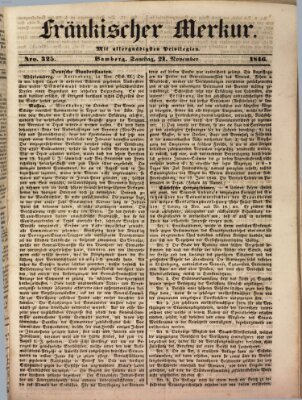 Fränkischer Merkur (Bamberger Zeitung) Samstag 21. November 1846