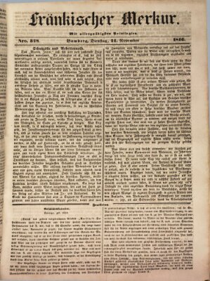 Fränkischer Merkur (Bamberger Zeitung) Dienstag 24. November 1846