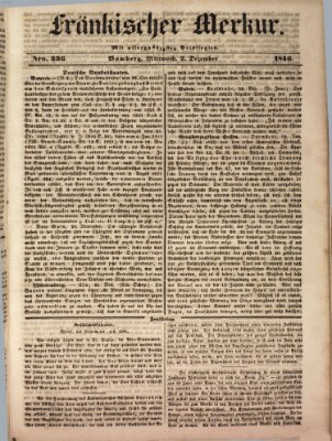 Fränkischer Merkur (Bamberger Zeitung) Mittwoch 2. Dezember 1846