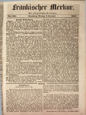 Fränkischer Merkur (Bamberger Zeitung) Montag 7. Dezember 1846