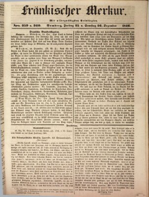 Fränkischer Merkur (Bamberger Zeitung) Freitag 25. Dezember 1846