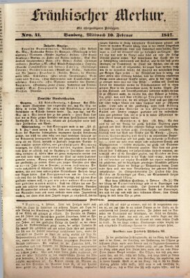 Fränkischer Merkur (Bamberger Zeitung) Mittwoch 10. Februar 1847