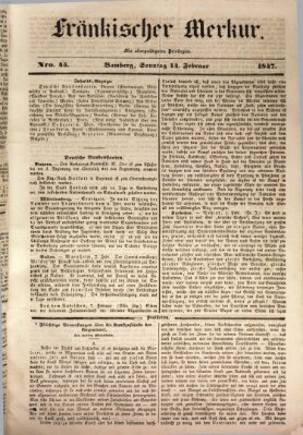 Fränkischer Merkur (Bamberger Zeitung) Sonntag 14. Februar 1847