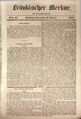 Fränkischer Merkur (Bamberger Zeitung) Donnerstag 18. Februar 1847