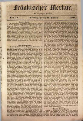 Fränkischer Merkur (Bamberger Zeitung) Freitag 19. Februar 1847