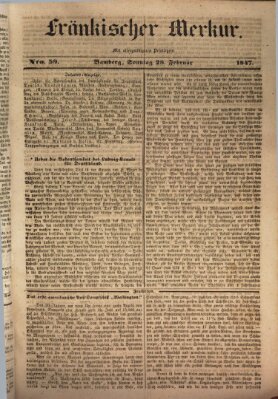 Fränkischer Merkur (Bamberger Zeitung) Sonntag 28. Februar 1847