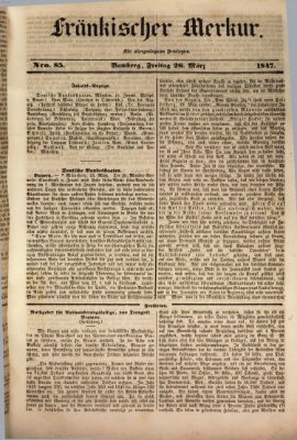 Fränkischer Merkur (Bamberger Zeitung) Freitag 26. März 1847