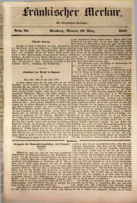 Fränkischer Merkur (Bamberger Zeitung) Montag 29. März 1847