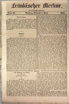 Fränkischer Merkur (Bamberger Zeitung) Mittwoch 7. April 1847