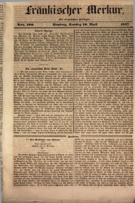 Fränkischer Merkur (Bamberger Zeitung) Samstag 10. April 1847