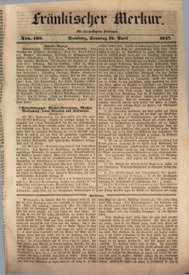 Fränkischer Merkur (Bamberger Zeitung) Sonntag 18. April 1847