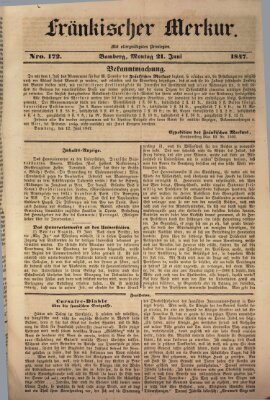 Fränkischer Merkur (Bamberger Zeitung) Montag 21. Juni 1847