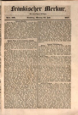 Fränkischer Merkur (Bamberger Zeitung) Montag 12. Juli 1847