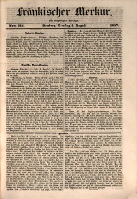 Fränkischer Merkur (Bamberger Zeitung) Dienstag 3. August 1847