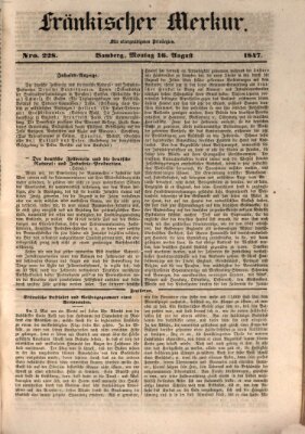 Fränkischer Merkur (Bamberger Zeitung) Montag 16. August 1847